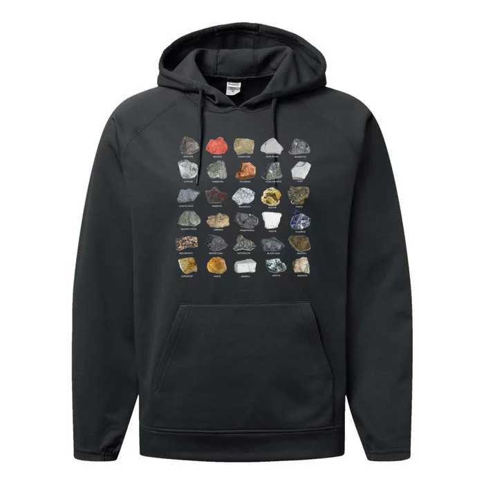 Ores Minerals Gems And Crystals Rock Collecting Performance Fleece Hoodie