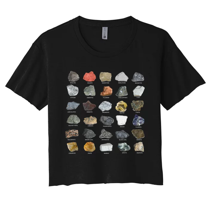 Ores Minerals Gems And Crystals Rock Collecting Women's Crop Top Tee