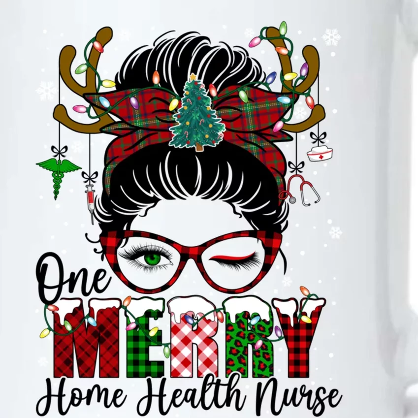 One Merry Home Health Nurse Messy Bun Xmas Love Nurse Life Funny Gift Black Color Changing Mug