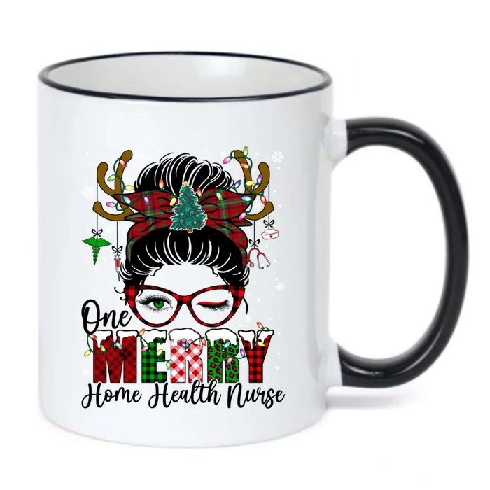 One Merry Home Health Nurse Messy Bun Xmas Love Nurse Life Funny Gift Black Color Changing Mug