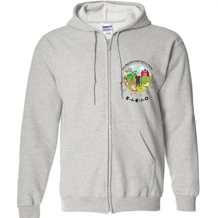 Old MacDonald Had A Farm English Nursery Rhyme Theme Full Zip Hoodie