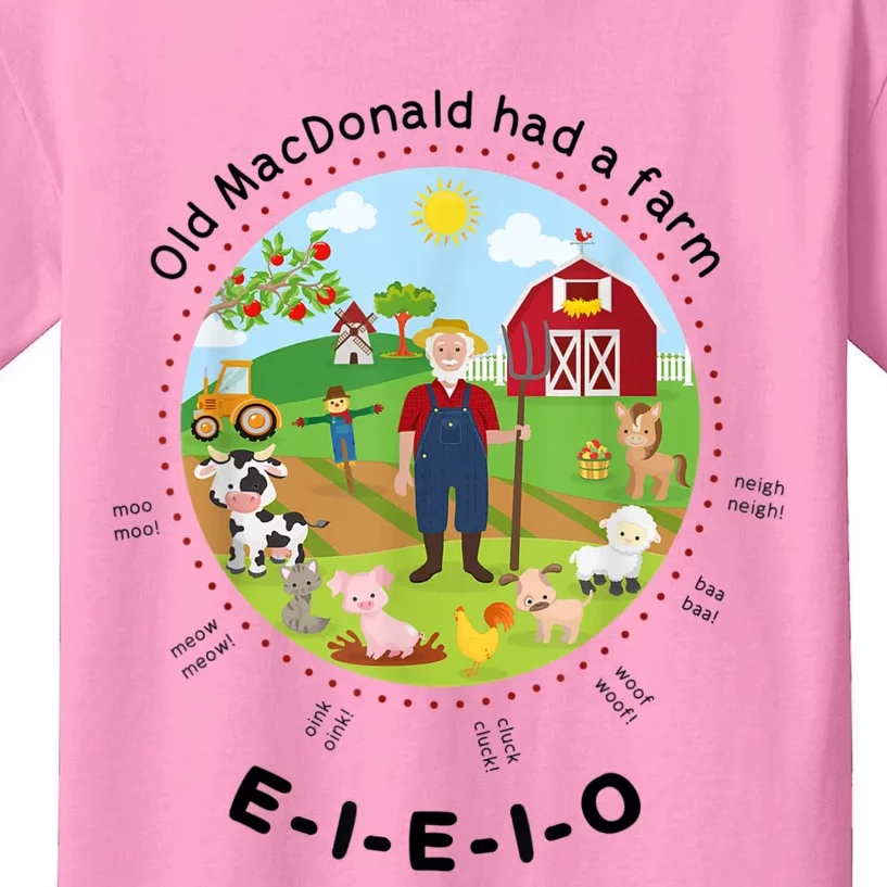 Old MacDonald Had A Farm English Nursery Rhyme Theme Kids T-Shirt