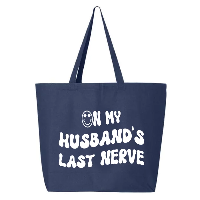 On My Husband's Last Nerve Funny Groovy Quotes 25L Jumbo Tote