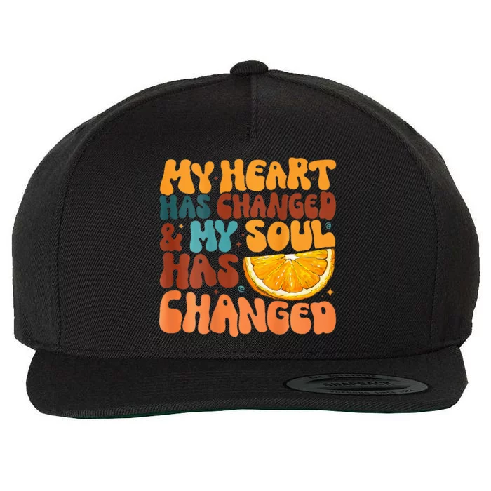 Orange My Heart Has Changed My Soul Has Changed Juice Wool Snapback Cap