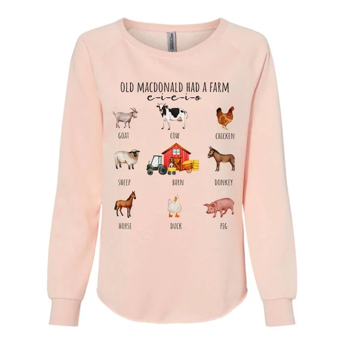 Old Macdonald Had A Farm E I E I O Nursery Song Womens California Wash Sweatshirt