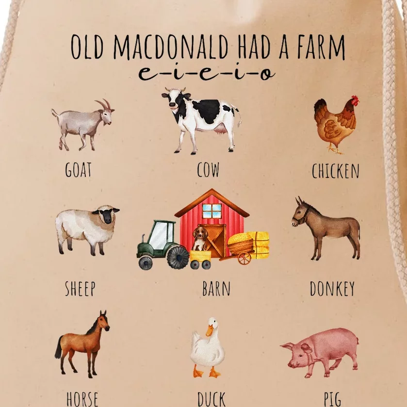 Old Macdonald Had A Farm E I E I O Nursery Song Drawstring Bag