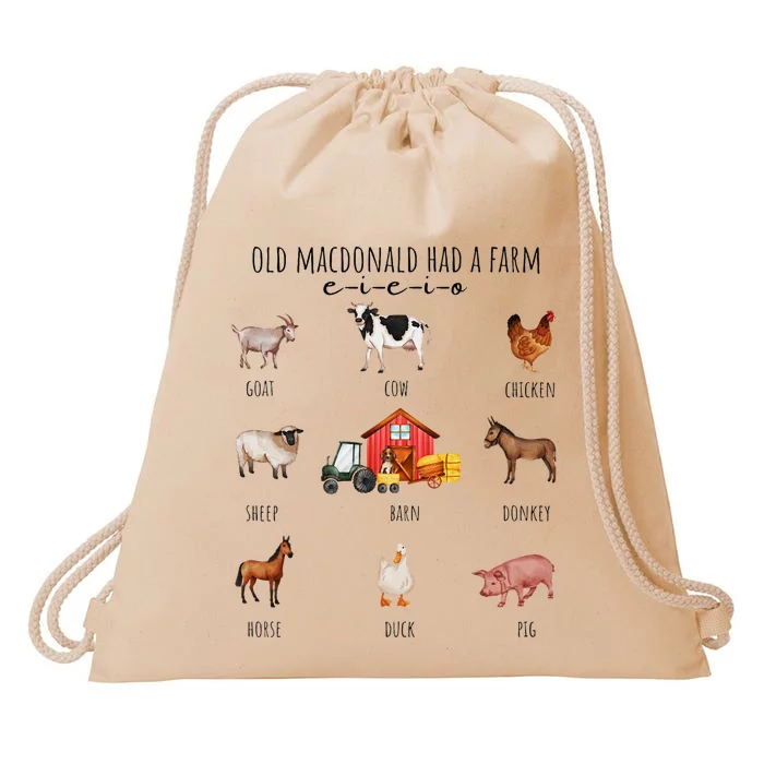 Old Macdonald Had A Farm E I E I O Nursery Song Drawstring Bag