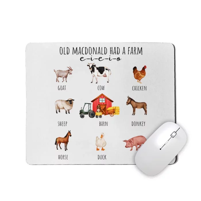 Old Macdonald Had A Farm E I E I O Nursery Song Mousepad