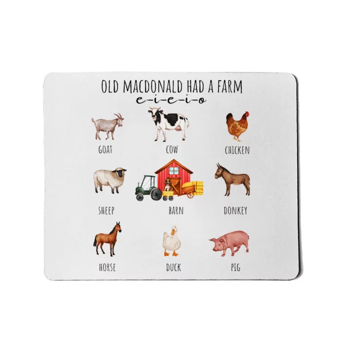 Old Macdonald Had A Farm E I E I O Nursery Song Mousepad