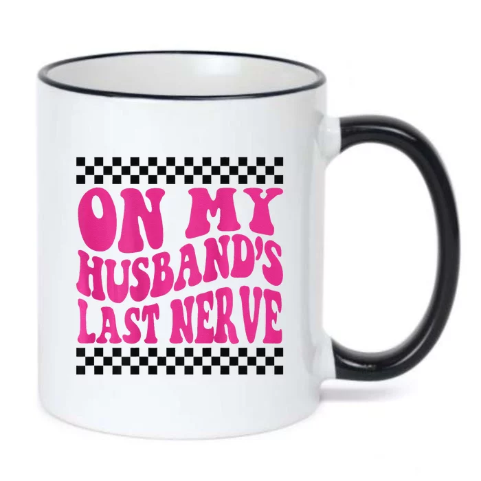 On My Husband's Last Nerve Groovy Black Color Changing Mug