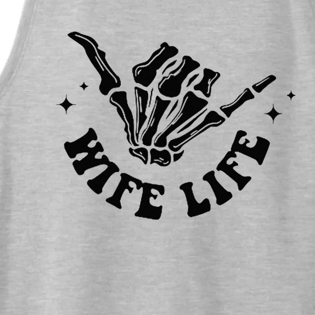 On My Husbands Last Nerve Wife Life Front And Back Ladies Tri-Blend Wicking Tank