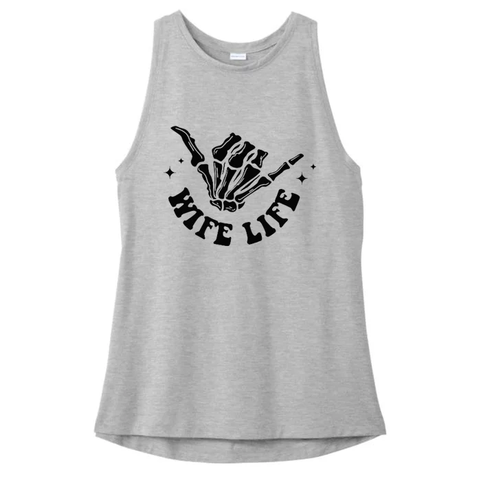 On My Husbands Last Nerve Wife Life Front And Back Ladies Tri-Blend Wicking Tank