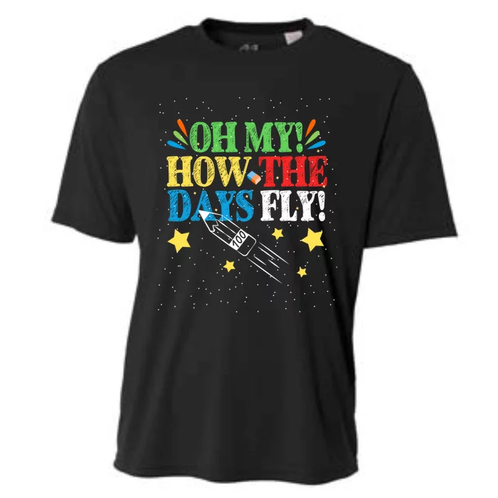 Oh My! How The Days Fly! 100th Day Of School Gift Cooling Performance Crew T-Shirt