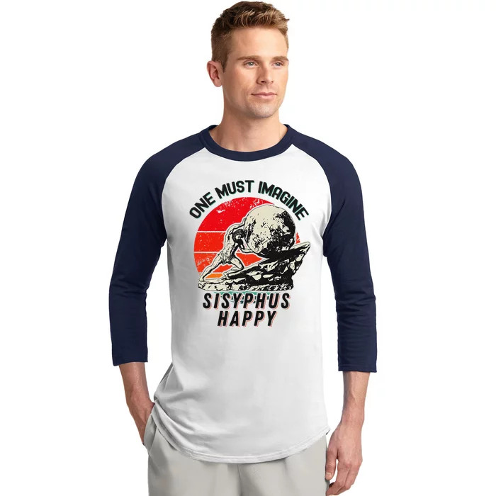 One Must Imagine Sisyphus Happy Cool Sisyphus Meme Baseball Sleeve Shirt