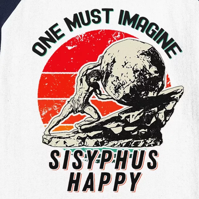 One Must Imagine Sisyphus Happy Cool Sisyphus Meme Baseball Sleeve Shirt