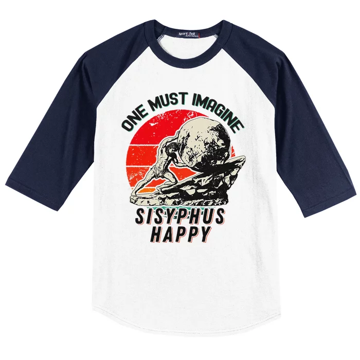 One Must Imagine Sisyphus Happy Cool Sisyphus Meme Baseball Sleeve Shirt