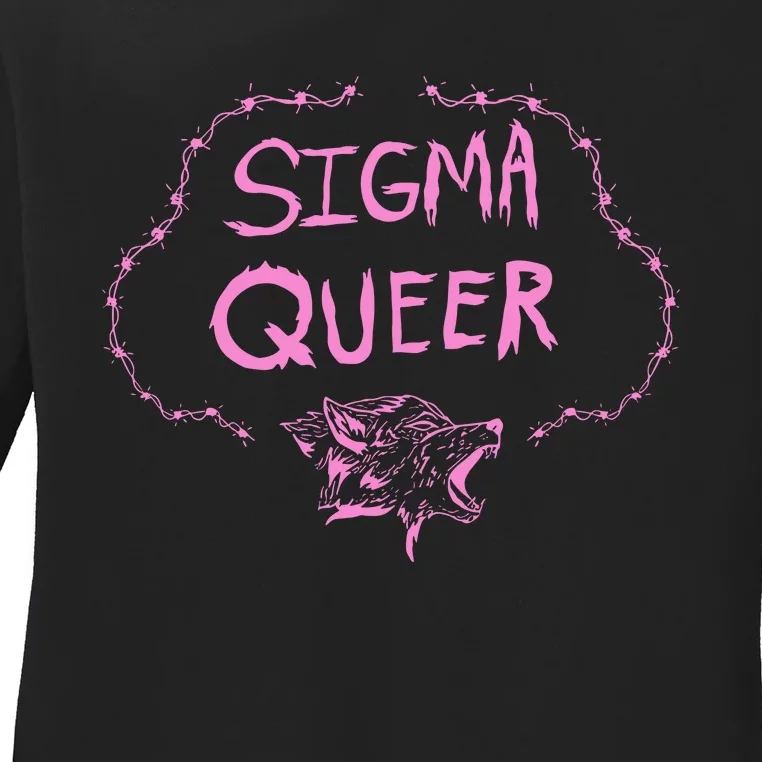 Oat Milk Lady Sigma Queer Wolf Ladies Long Sleeve Shirt