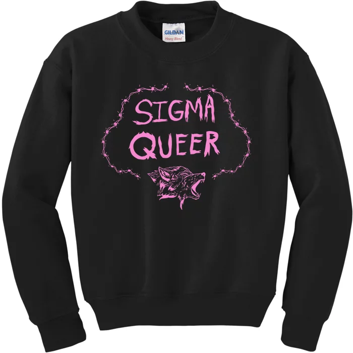 Oat Milk Lady Sigma Queer Wolf Kids Sweatshirt