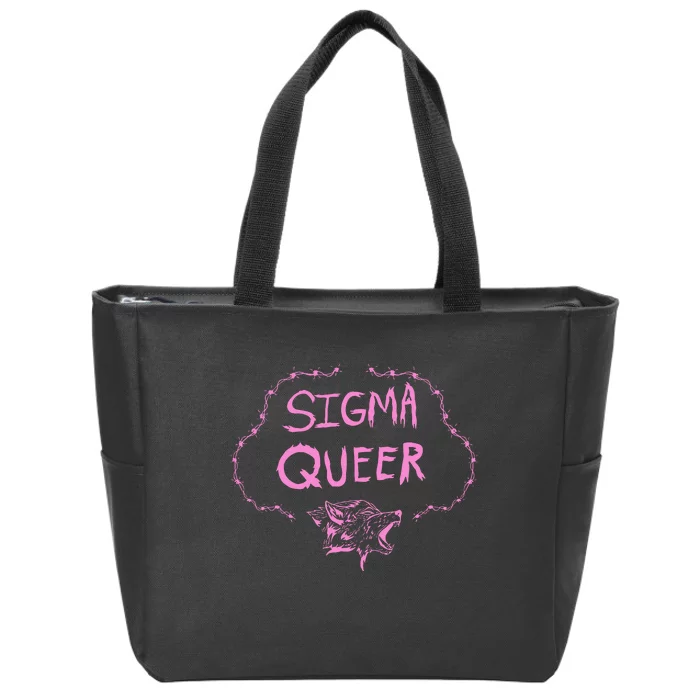 Oat Milk Lady Sigma Queer Wolf Zip Tote Bag