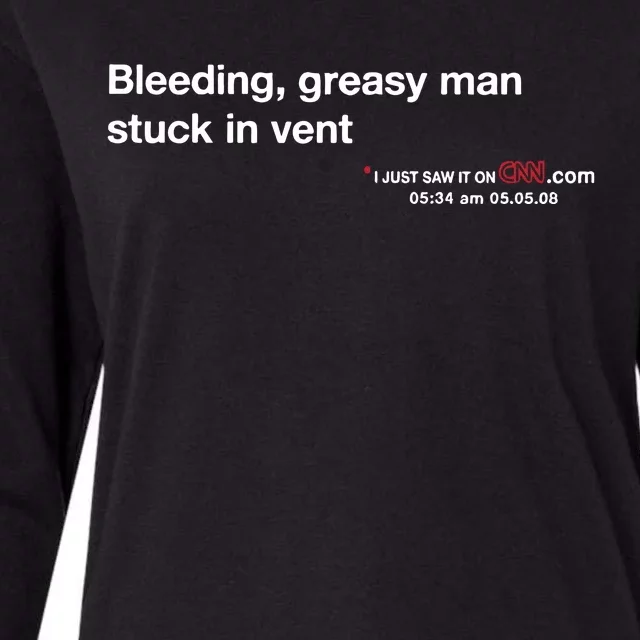 On My Laptop At Bleeding Greasy Man Stuck In Vent Womens Cotton Relaxed Long Sleeve T-Shirt