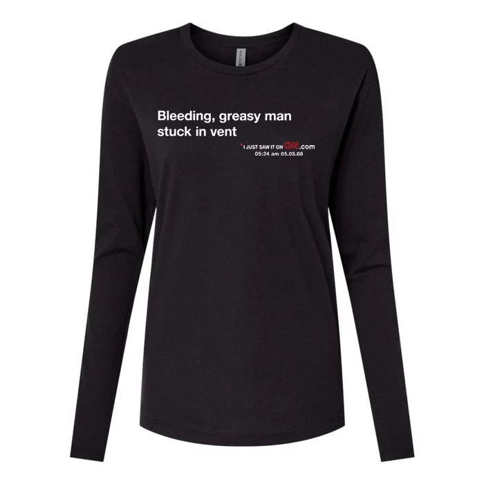 On My Laptop At Bleeding Greasy Man Stuck In Vent Womens Cotton Relaxed Long Sleeve T-Shirt