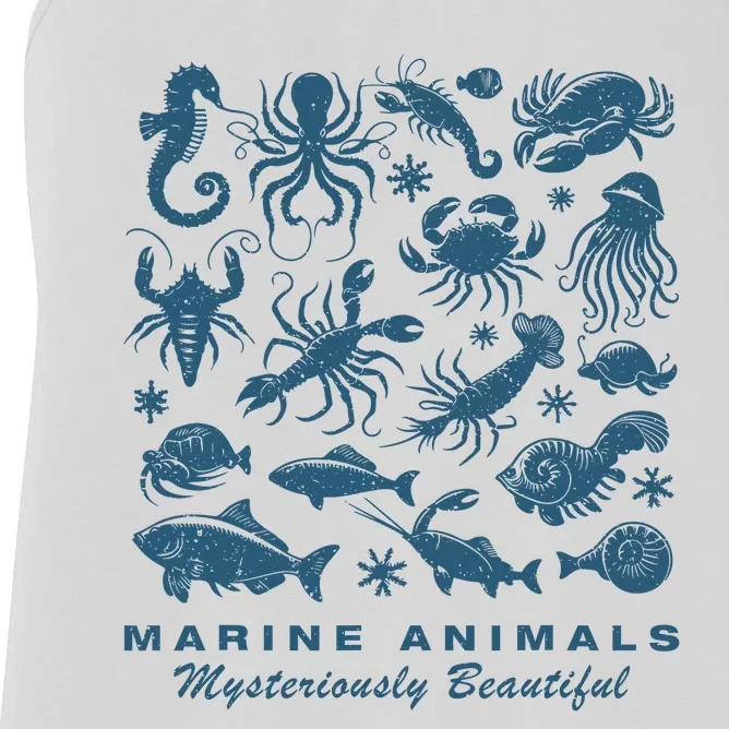 Ocean Marine Life Collection Sea Life Lover Women's Racerback Tank