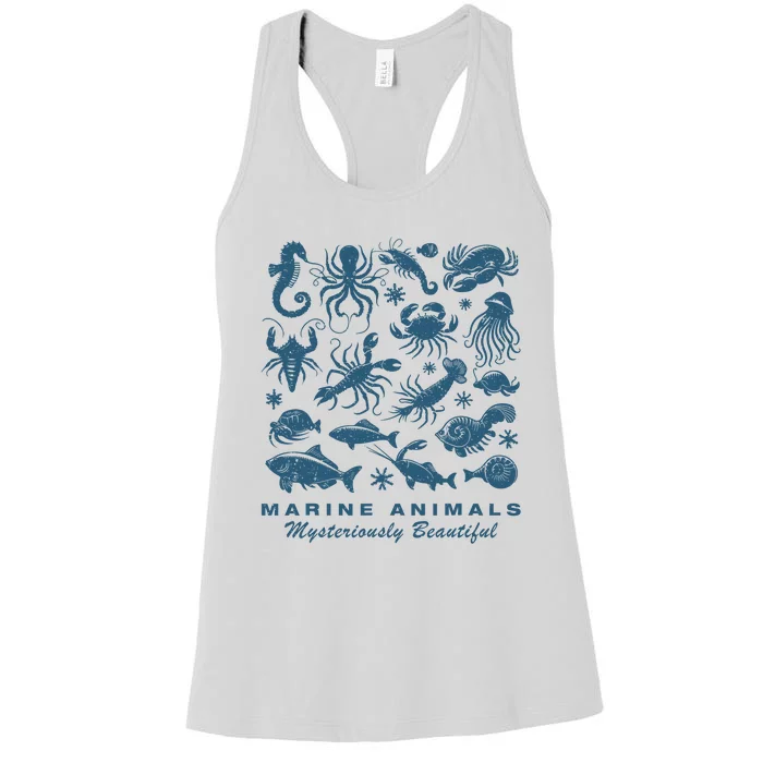 Ocean Marine Life Collection Sea Life Lover Women's Racerback Tank