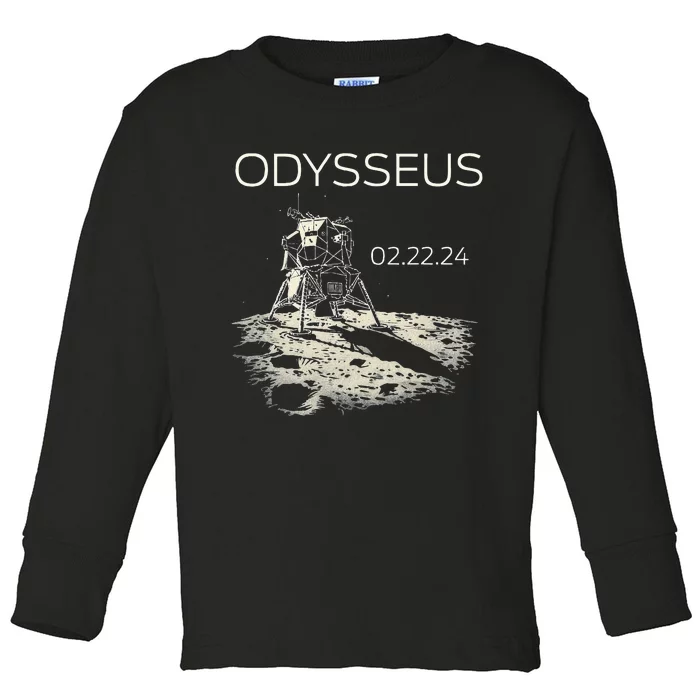 Odysseus Moon Lander S.Pacecraft M.Oon Landing Toddler Long Sleeve Shirt