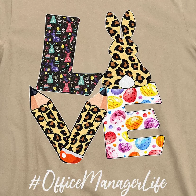 Office Manager Love Pencil Easter Day Bunny Leopard Women T-Shirt