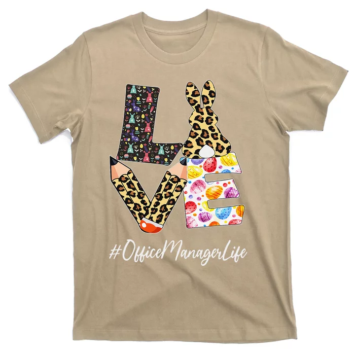 Office Manager Love Pencil Easter Day Bunny Leopard Women T-Shirt