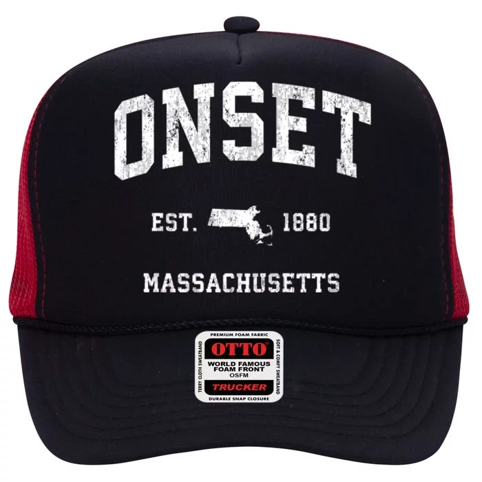 Onset Massachusetts Ma Vintage Athletic High Crown Mesh Trucker Hat