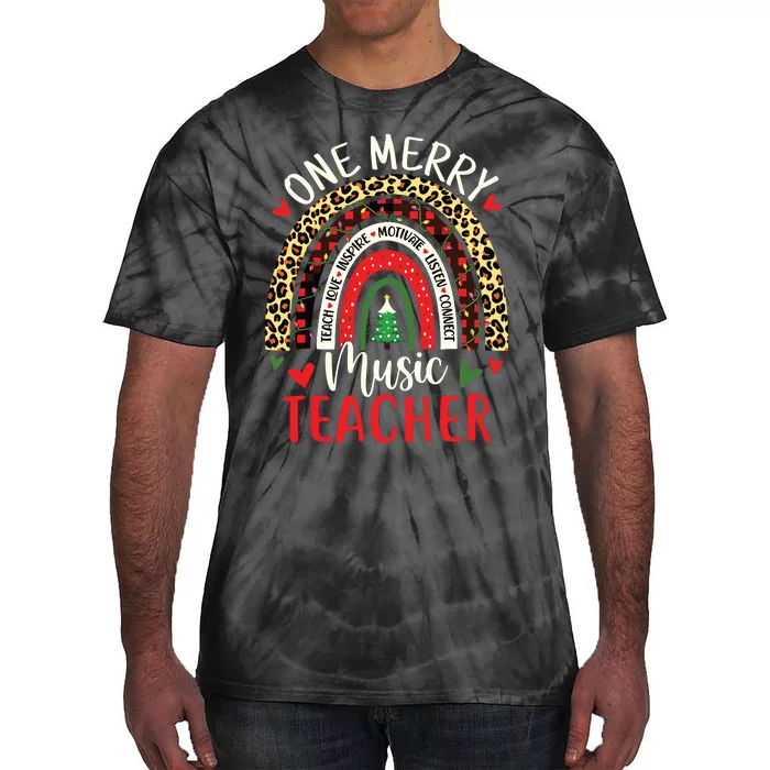 One Merry Music Teacher Funny Rainbow Christmas Musician Tie-Dye T-Shirt