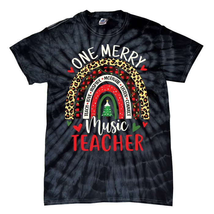 One Merry Music Teacher Funny Rainbow Christmas Musician Tie-Dye T-Shirt