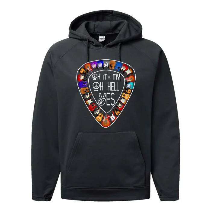 Oh Mys My Oh Hells Yes Retro Guitar Music Lover Performance Fleece Hoodie