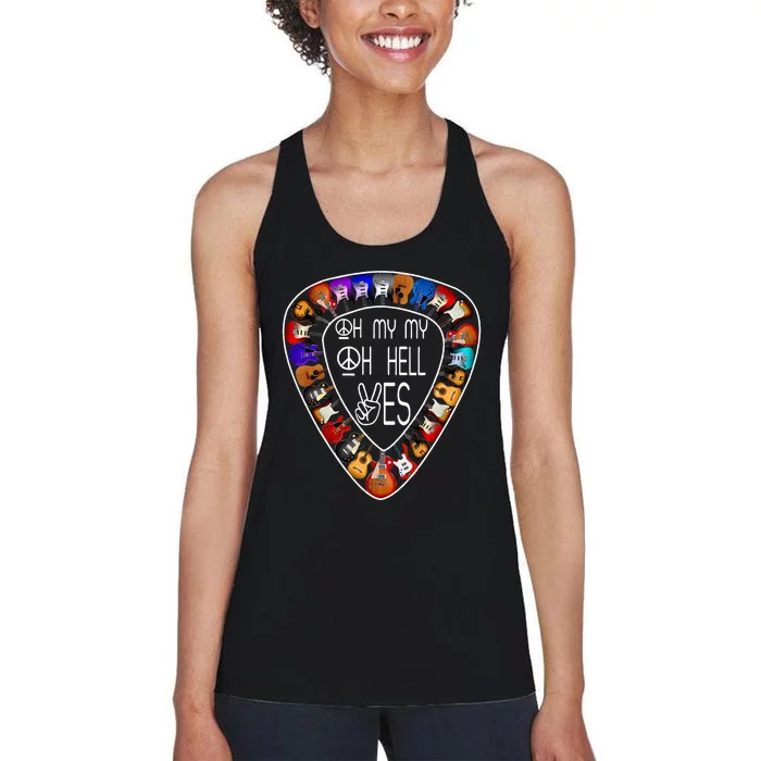 Oh Mys My Oh Hells Yes Retro Guitar Music Lover Women's Racerback Tank