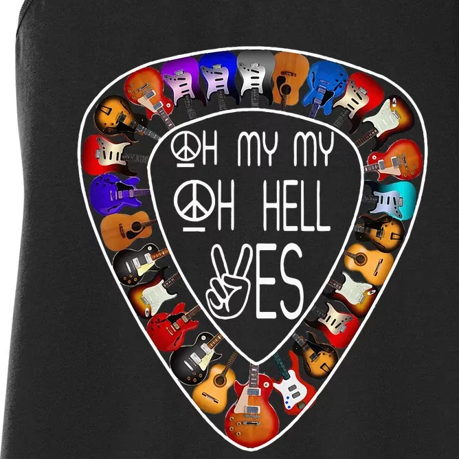 Oh Mys My Oh Hells Yes Retro Guitar Music Lover Women's Racerback Tank