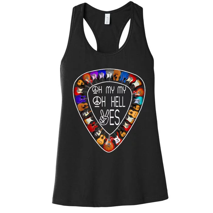 Oh Mys My Oh Hells Yes Retro Guitar Music Lover Women's Racerback Tank