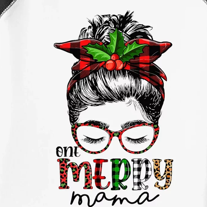 One Merry Mama Mom Messy Bun Family Christmas Infant Baby Jersey Bodysuit