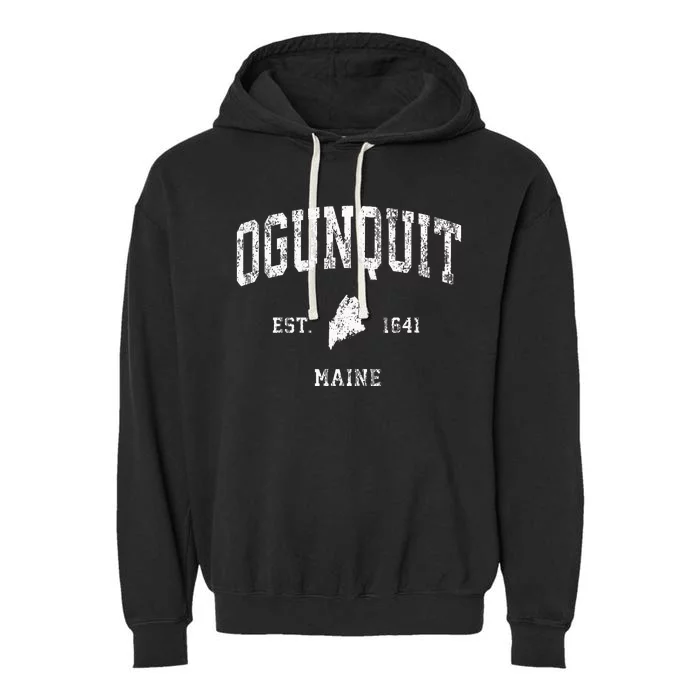 Ogunquit Maine ME Vintage Athletic Sports Garment-Dyed Fleece Hoodie