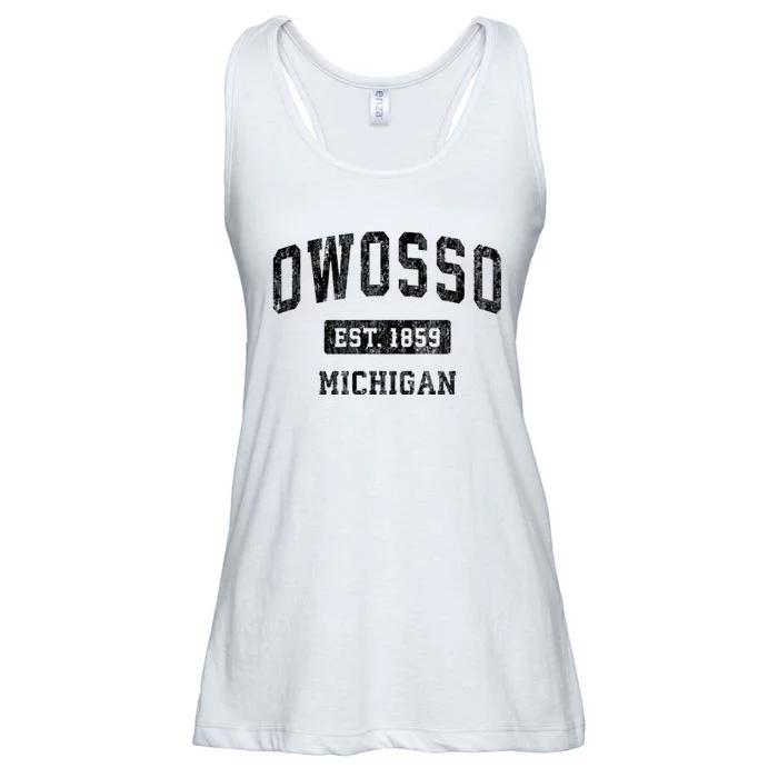 Owosso Michigan Mi Vintage Sports Established Design Ladies Essential Flowy Tank