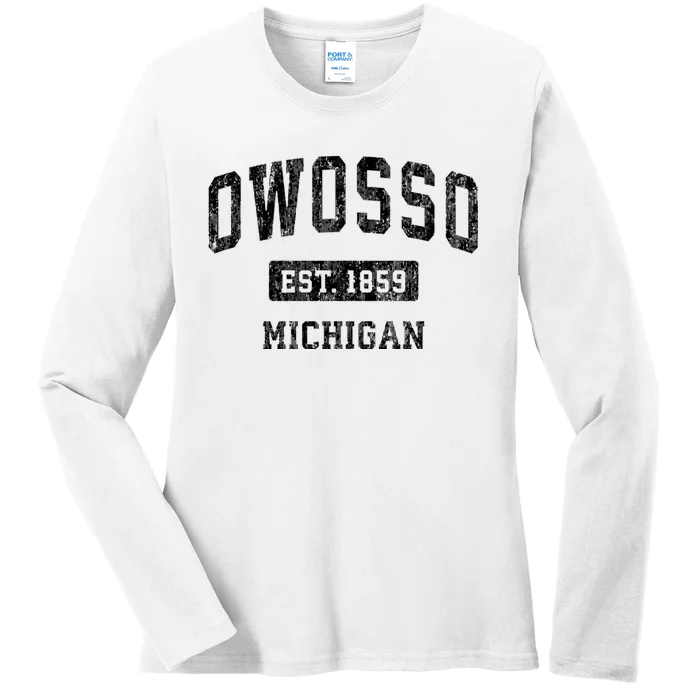 Owosso Michigan Mi Vintage Sports Established Design Ladies Long Sleeve Shirt