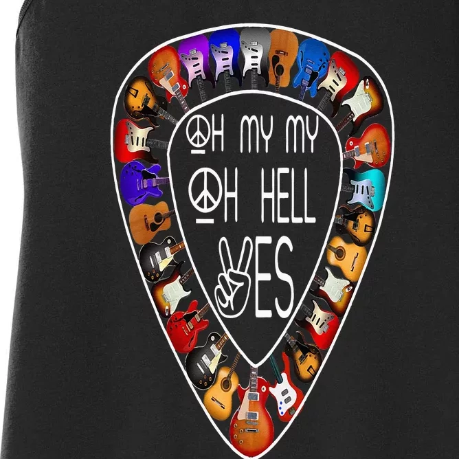 Oh Mys My Oh Hells Yes Retro Petty Guitar Music Lover Women's Racerback Tank