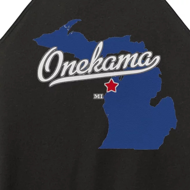 Onekama Michigan MI Map Women’s Perfect Tri Rocker Tank