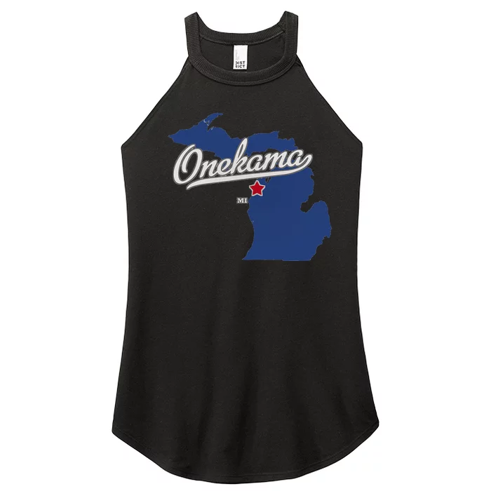 Onekama Michigan MI Map Women’s Perfect Tri Rocker Tank