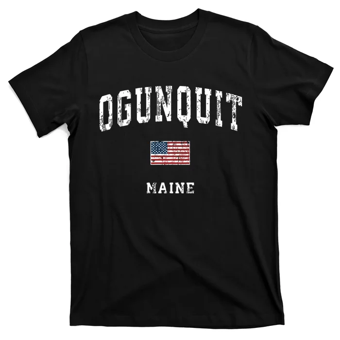 Ogunquit Maine Me Vintage American Flag Sports Design T-Shirt