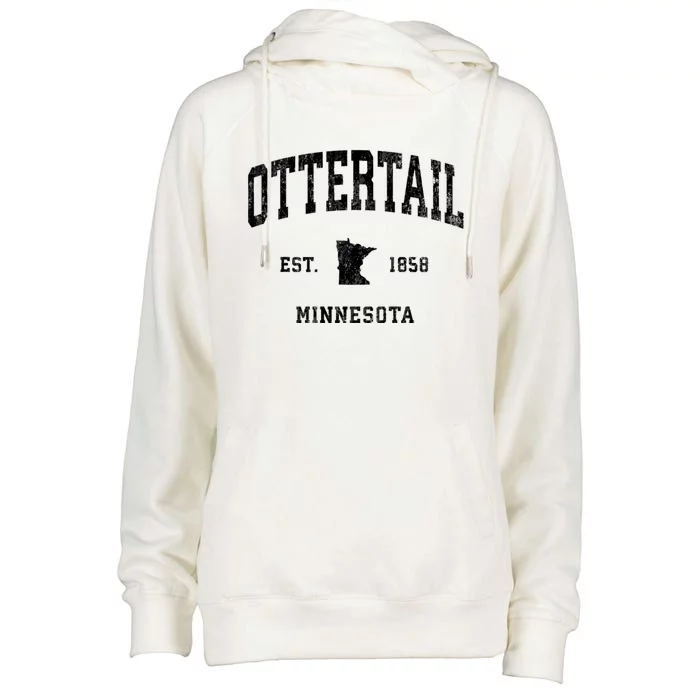 Ottertail Minnesota Mn Vintage Athletic Sports Womens Funnel Neck Pullover Hood