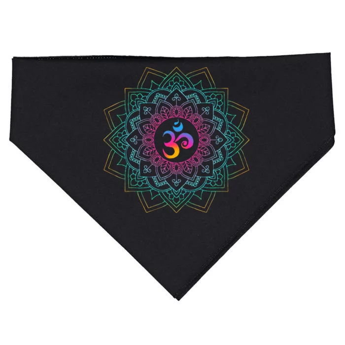 Om Meditations Mandalas Yoga USA-Made Doggie Bandana