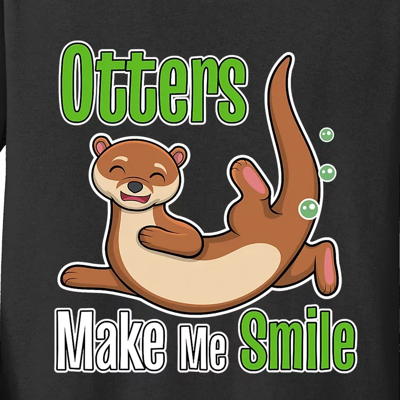 Otters Make Me Smile Wildlife Nature Sea Otters Kids Long Sleeve Shirt