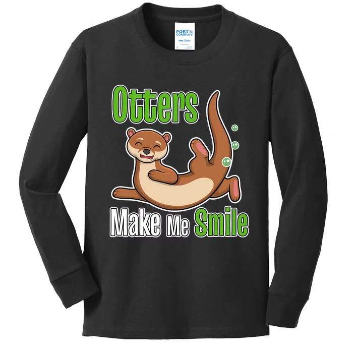 Otters Make Me Smile Wildlife Nature Sea Otters Kids Long Sleeve Shirt