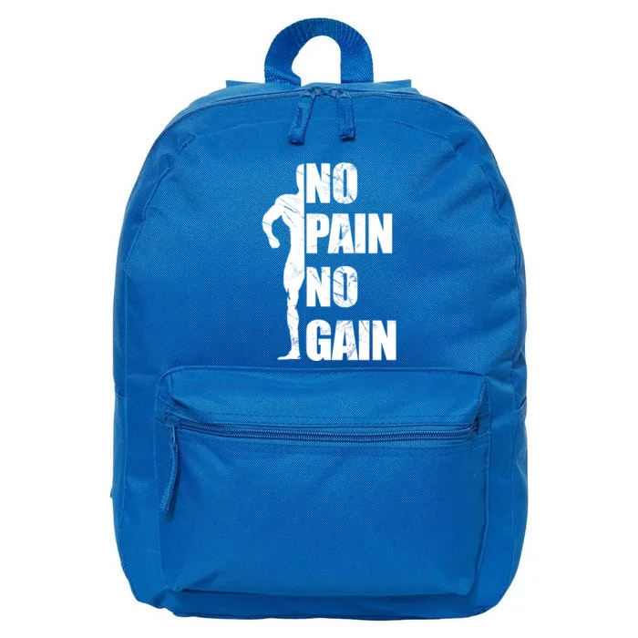 Original Motivation No Pain No Gain Gym Funny Gift Funny Gift 16 in Basic Backpack